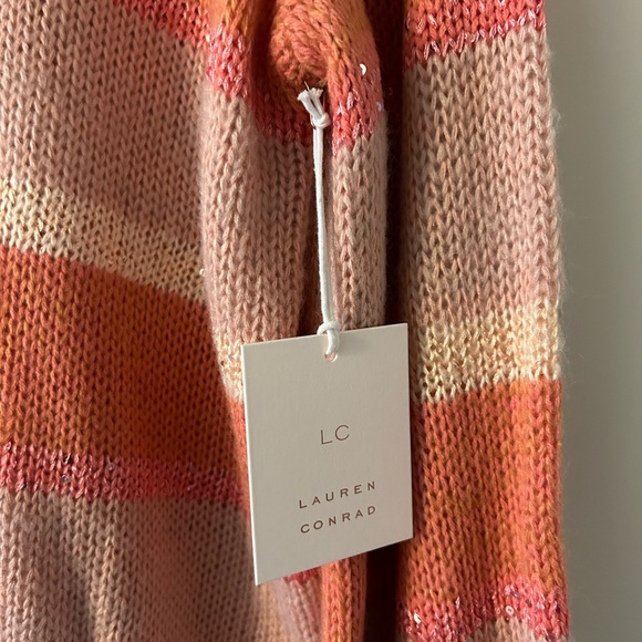 LC Lauren Conrad NWT Pink Striped Sweater with Sparkles - Picture 5 of 7